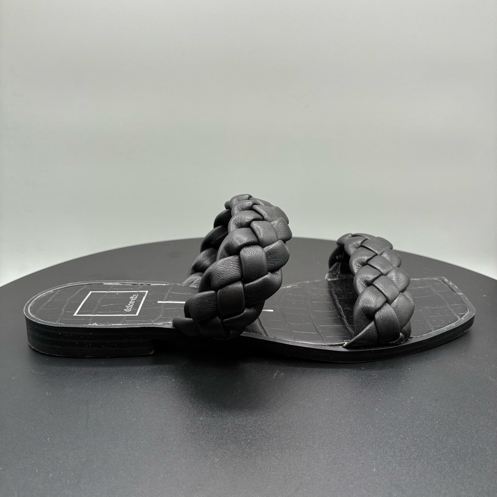 Dolce Vita Indy Braided Slide Sandals Women’s 6 Black Open Square Toe